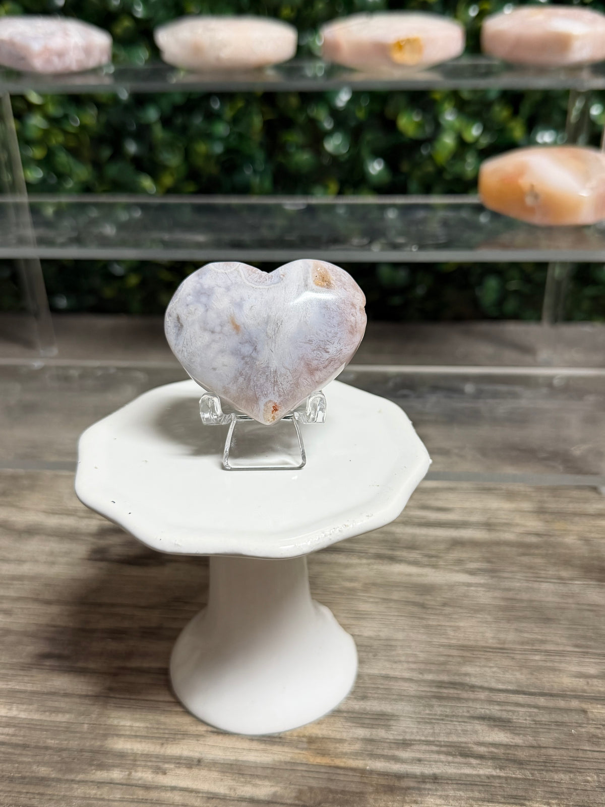 Cherry Blossom Flower Agate Heart