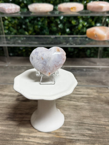 Cherry Blossom Flower Agate Heart