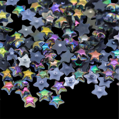 6mm AB Coated Black Star Resin Rhinestones 5g Bagged