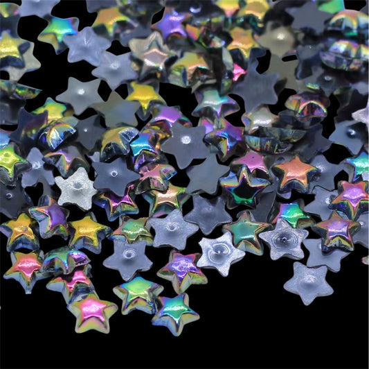 6mm AB Coated Black Star Resin Rhinestones 5g Bagged