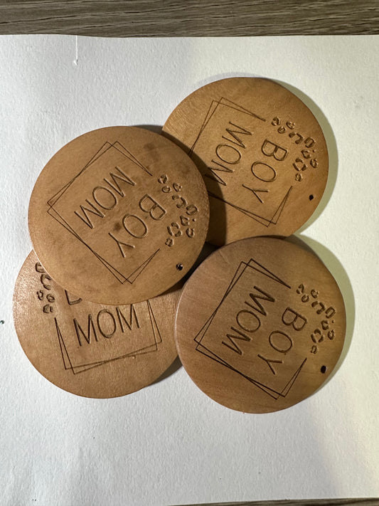 4pc Boy mom wood Keychain Charms