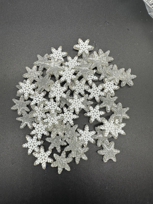 10pc Snow Flake Cabochon
